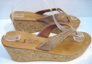 KJ K. Jacques St. Tropez Leather Rose Gold Metallic Thong Sandals Size 40 - Picture 1 of 7