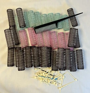 Vtg Wire Brush Hair Rollers Curlers 1 Inch & 1/2 Inch + Hair Pins Shampoo Set - Picture 1 of 6