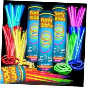  Glow Sticks Jewelry Bulk Party Favors 300pk and Connectors - 8" Glow 300 Pack - Picture 1 of 7