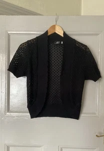 M&Co Crop Open Short Sleeve Bolero Top.S/M Crochet Style.Cotton Mix.Exc Cond - Picture 1 of 6