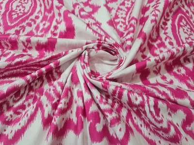 5 Yard Cotton Pink Hand Block Multi Ikat Fabric Natural Dyes Indian Boho Sewing - Image 1 of 4