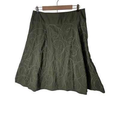 SUNNY LEIGH Green Swirl Embroidered Patchwork Cotton Coastal Cowgirl SZ 14 - Image 1 of 4