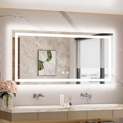  Espelho de parede LED iluminado para banheiro 48 x 24 polegadas mais brilhante 24 L x 48 W - Imagem 1 de 4