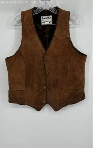 Pioneer Wear Mens Brown Suede Sherpa Lined V-Neck Snap Front Vest Size 42 - Picture 1 of 6