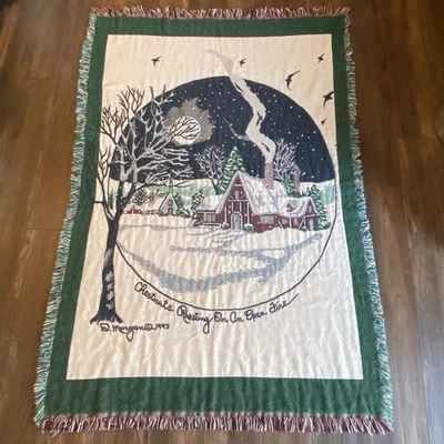 D. Morgan 1993 Tapestry Throw Chistmas ‘Chestnuts Roasting’ 72"x48" - Image 1 of 4