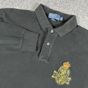POLO Ralph Lauren Men's Medium 1967 MCM LXVII Crest Long Sleeve Polo Shirt Black - Picture 1 of 7
