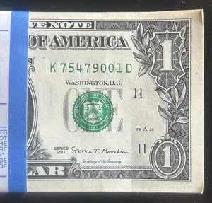$1 DOLLAR BILLS FULL COMPLETE BEP STRAP 100 CONSECUTIVE $100 FACE VALUE 2017 - Picture 1 of 4