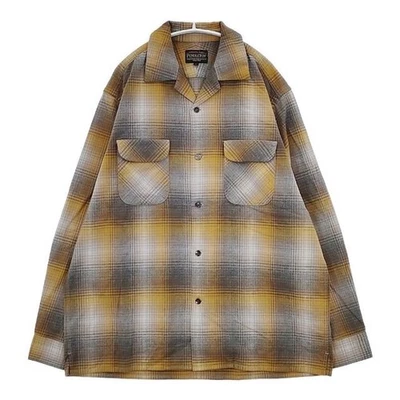 PENDLETON/BILL WALL CUERO Camisa cuello abierto hecha a medida gris 5-1115T∞ Foto 1 de 4