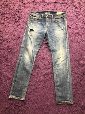 DIESEL Mens 33x30 Thommer Jeans Blue Slim Skinny Wash Stretch Distressed Rare - Image 1 of 4