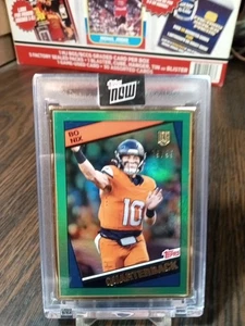 2024 Topps Now Gold Framed Rookie Retro Bo Nix RC Green Refractor SP 79/99 - Picture 1 of 7
