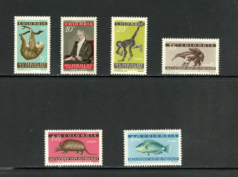 Q831   Colombia  1960   von Humboldt  fauna fish   6v.   MNH Cover