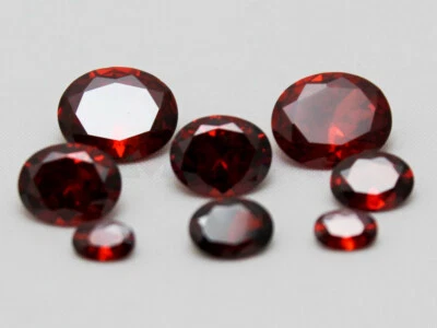 Garnet CZ Oval 4x6 6x8 8x10 10x12 mm Loose AAA Cubic Zirconia Gemstone Faceted - Image 1 of 4