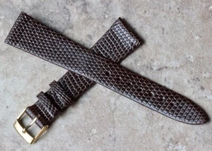 Made in Italy braun unbestickt echt Eidechse 19mm Vintage Uhrenarmband 60er/70er - Bild 1 von 3