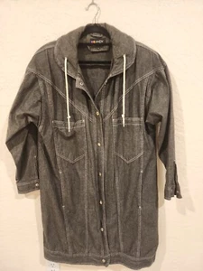 VTG Andy Johns L Acid Washed Oversized Insulated Denim Coat 80’s Jean Jacket L - Picture 1 of 10