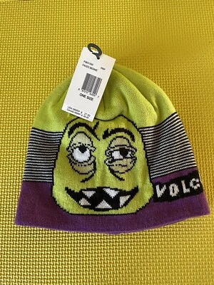 Gorra Volcom Faces púrpura y verde gorro calavera joven niño 8-20 nueva con etiquetas Foto 1 de 4