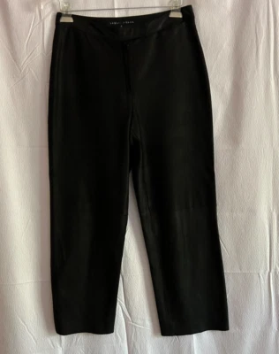 Yansi Fugel Women's Black Suede Leather Straight Leg Pants, Size 8 - Image 1 of 4