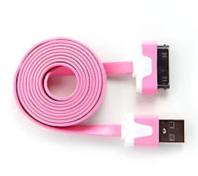 USB 3FT Flat Noodle data sync Charger power Cable cord for iPhone 4s iPod Nano 6 - Image 1 of 4