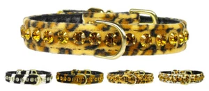 Collar de Perro de Diseñador Animal Leopardo Safari Color Cristal Joyas ¡Precioso Bling! - Imagen 1 de 21