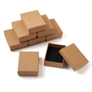 Juego de 12 piezas de joyería de cartón para anillo collar cajas de regalo rectángulo negro/bronceado - Imagen 1 de 14