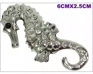 EMBLEMA EMBLEMA DEL HIPOCAMPO PARA COCHE MOTO GUARDABARROS CRISTAL PLATA - Imagen 1 de 3