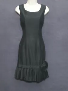 50's Vintage SABA Juniors Black Sleeveless Fitted Pleated Rosette Party Dress M - Picture 1 of 12
