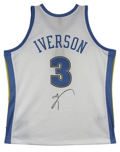 Nuggets Allen Iverson Authentic Signed White M&N HWC Swingman Jersey BAS Witness - Picture 1 of 4