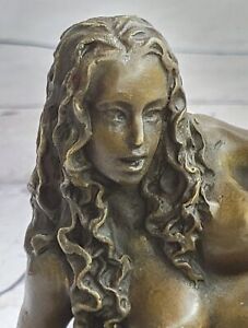 Femme nue artisanale s'exposant sculpture bronze base marbre décoration cadeau