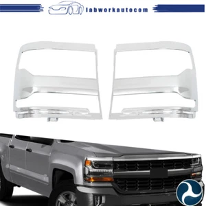 Chrome Headlight Trim Bezel Cover For 2016-2019 Chevy Silverado 1500 LH&RH - Picture 1 of 14