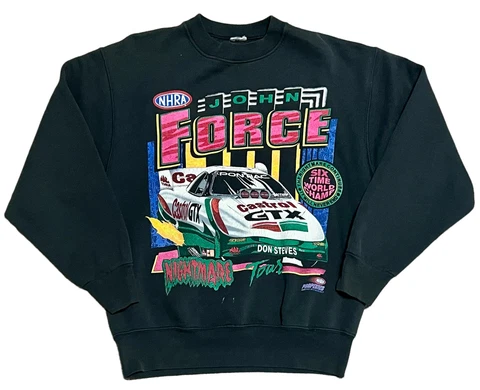 Vintage John Force Dual Sided Graphic Mens Medium Nightmare Tour Sweatshirt 1996 Cover