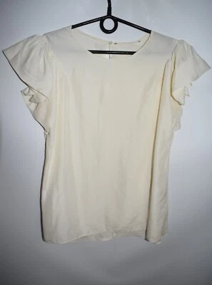 Yves Saint Laurent Ivory White 100% Silk Sleeveless Blouse Top Women's Size 40 - Image 1 of 4