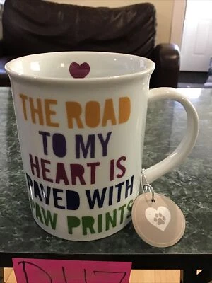THE ROAD TO MY HEART IS PAVED WITH PAW PRINT COFFEE MUG Art Deco Print Mug. B117 - Image 1 of 4