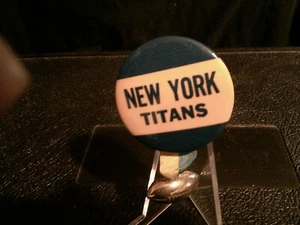 NY Titans AFL  small Pinback plus ribbon Mini Gold FB 1960 excellent shape - Picture 1 of 3