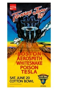 PÓSTER CONCIERTO ARTE ROCK TEXXAS JAM 1987 11x17 Boston Aerosmith Whitesnake Veneno - Imagen 1 de 1