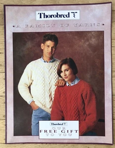 Vintage THOROBRED Garne Strickmuster Heft ARAN PULLOVER Pullover + - Bild 1 von 5