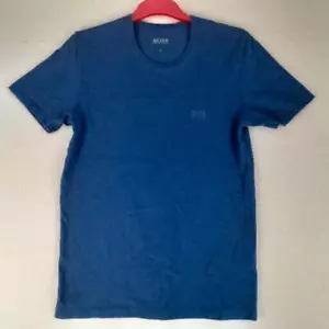 Hugo Boss T Shirt Size Small Blue Embroidered Logo Short Sleeve Cotton Men's - Picture 1 of 9