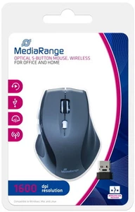 Mediarange Funk Maus optisch kabellos 5 Tasten optical 1600 dpi schwarz MROS203 - Bild 1 von 3