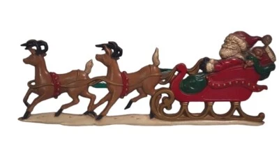 Vintage Sexton Santa Sleigh Reindeer 16” Metal Wall Hanging Retro Christmas HTF - Image 1 of 4