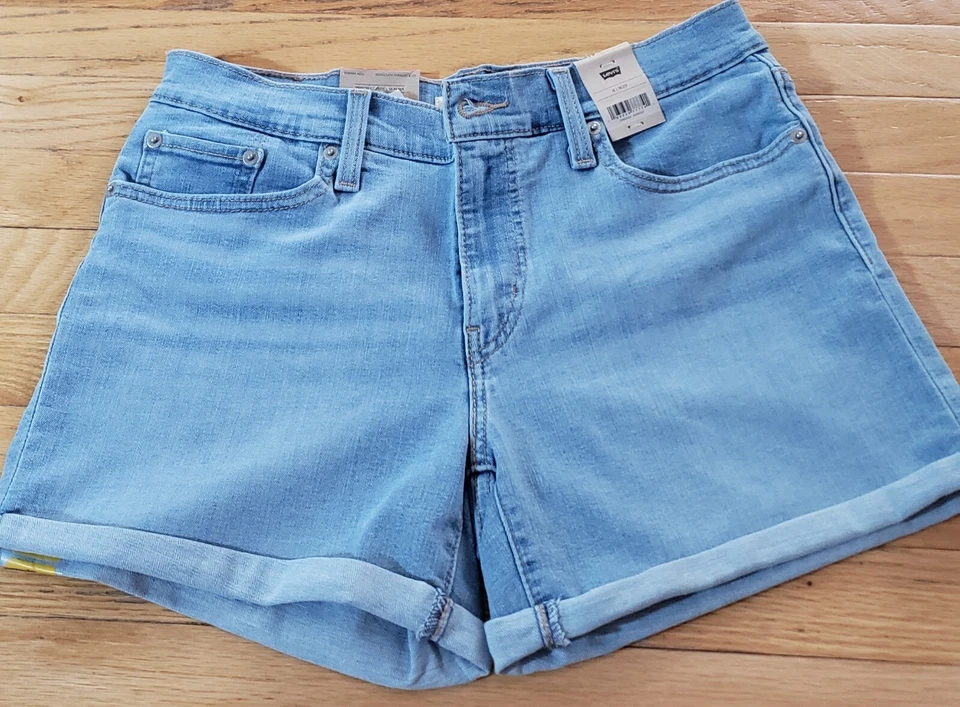 Levi's Womens Mid Rise Stretch Cuffed Mid Length Shorts Size 12 / W 31