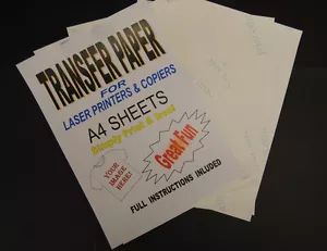 100x Fogli Carta Trasferimento Termico A4 Laser e Fotocopiatrice T Shirt per Tessuti Leggeri - Foto 1 di 1