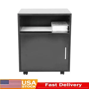 Mobile Wood Cabinet with Open Storage Shelves Printer Stand Office Furniture - Picture 1 of 23