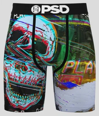 PLAY ME DROPS PSD Boxer Briefs 3 PACK Soft Microfiber VIDEO GAMING SKULL 7" - Image 1 of 4