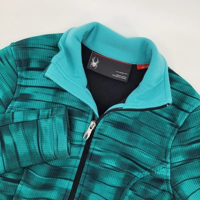 Chaqueta Spyder Damas Cremallera Completa Pequeña S Verde Turquesa Cuadros Calentamiento Atlético Foto 1 de 4