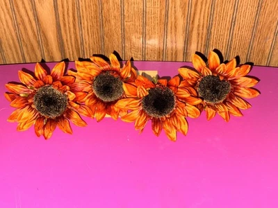 New 8 Lot FALL ORANGE SUNFLOWER NAPKIN RINGS ROBERT STANLEY AUTUMN THANKSGIVING