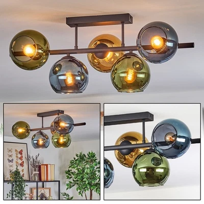 HOFSTEIN Koyoto Deckenleuchte Kugelleuchte Wohnzimmer Deckenlampe Blau Gold Grün