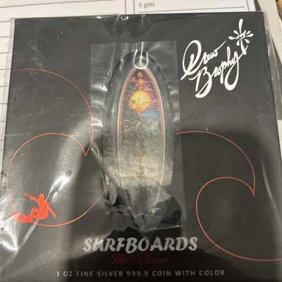 NIUE $2 TABLA DE SURF PAMP 2023 DREW BROPHY THE EJECUCER MONEDA DE PLATA 99,99 1 OZ Foto 1 de 3