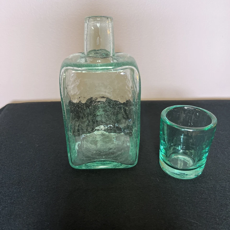 Kalalou Seagram Green Bedside Water Carafe/Decanter and Drinking Glass Set - Image 1 of 3