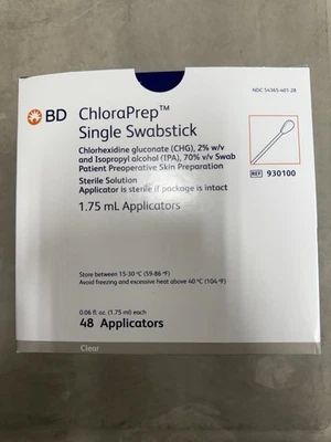 BECTON DICKINSON BD Chloraprep 1.75 ml Single Swabstick Ref# 930100 Box Of 48 Fast Free Shipping