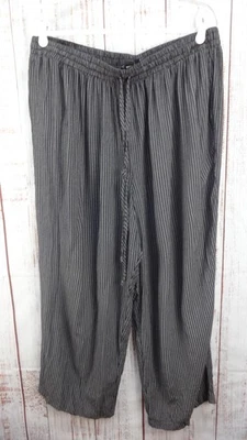 Pantalones informales vintage años 90 Carole Little negros a rayas pierna ancha talla grande 20W Foto 1 de 4