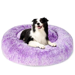 Calming Dog Bed for Medium Dogs, Fluffy Soft Cozy Cat Bed, Faux Fur Anti-Anxi... - Picture 1 of 6