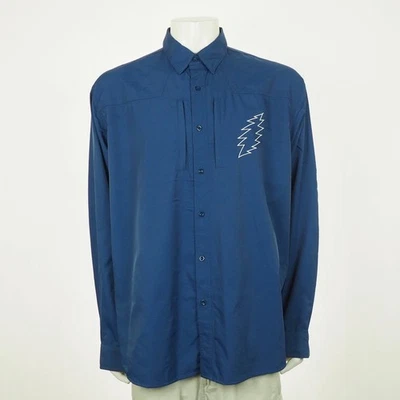 Sec 119 Grateful Dead Button Down Shirt Mens 2XL XXL Blue Lightning Bolt Outdoor - Image 1 of 4